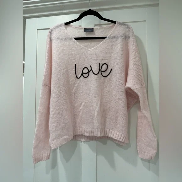 Wooden Ships Light Pink V-Neck Sweater - Picture 2 of 5